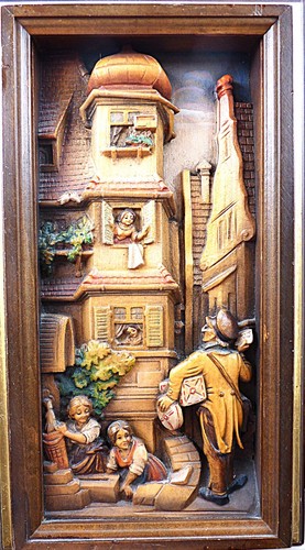 Holzrelief spitzweg der - holzrelief,