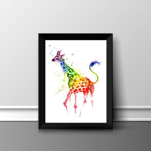 Regenbogen giraffe druck bild - druck,