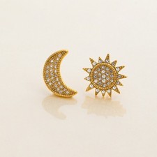 Damen Ohrringe mit Knopf Sonne