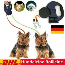 Dual Automatik Hundeleine Flexibel Rollleine Gurtleine Doppelleine für 2Hunde DE
