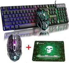 UK Layout Gaming Tastatur Maus Set RGB LED Beleuchtet Keyboard für PC Laptop PS4