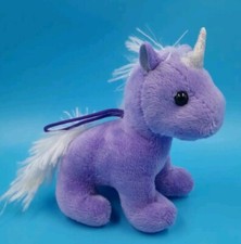 Nicky Toy Kleines Plüsch Einhorn Lila mit Aufhänger 12 cm x 12  Glitzer-Einhorn