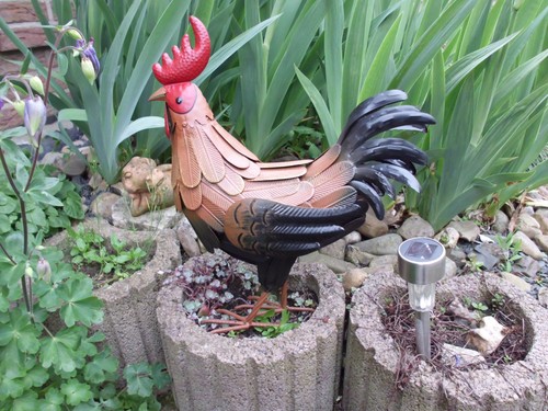 Hahn metallfigur groß 42cm - hahn,