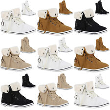 Damen Warm Gefüttert Sneaker High Bequem Schnürer Schnallen Schuhe 840858 Mode