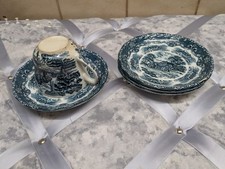 Kaffeeservice Porzellan Grinday  England Blau weiß Landhausstil 14 T. gebraucht