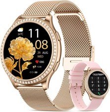 Smartwatch Damen mit Telefonfunktion Fitnessuhr für Android & iOS-Apple - Gold