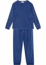 2tlg Set Kinder Hausanzug aus Nicki Gr 104/110 Mitternachtsblau Schlafanzug Neu
