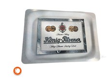 1990er original König Pilsener Servier Tablett Resopal 36cm weiß-silber