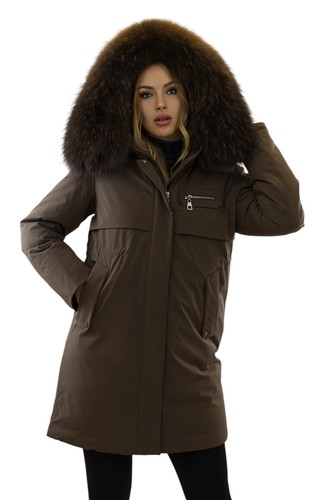 Brauner damen parka - brauner, winter