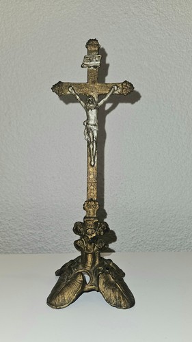 Tischkreuz alt metallguss - tischkreuz,