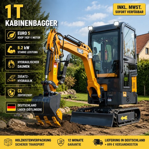 Mini bagger mit - 1t,