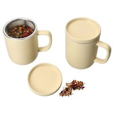 Ritzenhoff 2x Jasper Vanille Teebecher mit Teesieb & Deckel 300ml Kaffee-Tasse