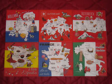 6 Servietten Set ~ Reisen, Europa, Karten und Symbole von 6 Ländern ~ 33x33