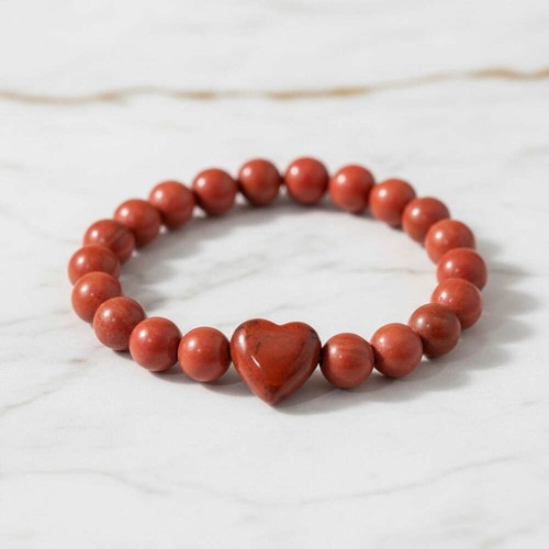 Roter jaspis kugelarmband herz - roter,