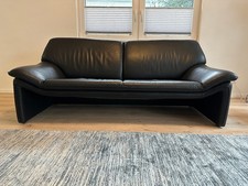 Laauser Atlanta Ledercouch in Schwarz (3 Sitzer)