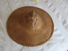 Strohhut Asien China Deko ca. 47 cm Hut Rattan gewebt Wanddekoration selten