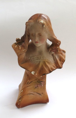 Jugendstil büste gips figur - jugendstil,