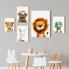 Safari Tiere Wald Kinderzimmer ungerahmt Poster Wandkunst Drucke Kinderzimmer Dekor