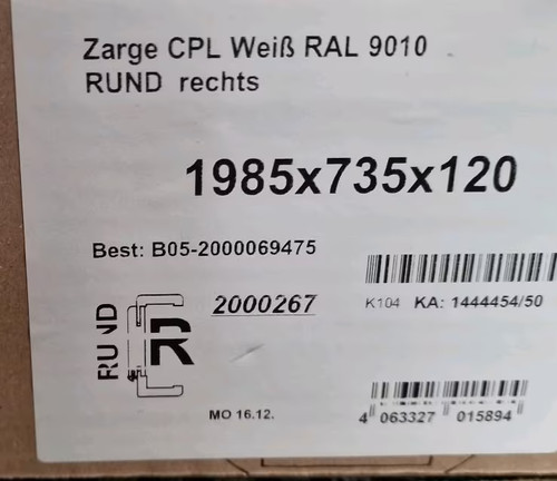 Hori zarge cpl - cpl, rundkante