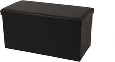 Echtwerk Faltbare Sitzbank Aufbewahrungsbox Sitzwürfel Hocker schwarz 76x38x38cm