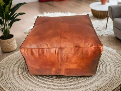 Ottomanischer leder pouf - ottomanischer, leder-pouf