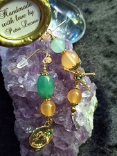 Ohrringe AVENTURIN + KARNEOL Geburtsstein JULI Sternzeichen Bild KREBS Schmuck