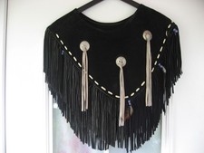 Country Damenkurzweste,Wildleder,schwarz,mit Fransen,alle Größen
