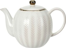 Kanne Teekanne Kaffeekanne Keramik-kanne 1100ml Weiss-Gold Glamour Muster 2