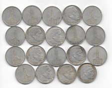 Drittes Reich 19 x 5 Mark , Hindenburg , Kirche , Silber Münzen Lot, H2
