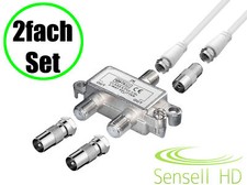 2-fach TV Verteiler Set Kabel Koax Adapter Splitter BK Kabel-TV DVB-C HD Digital