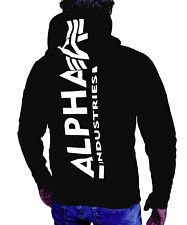 ALPHA INDUSTRIES BACK PRINT HOODIE HERREN MEN SWEATSHIRT NEU BLACK SCHWARZ