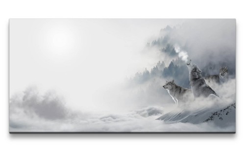 120x60cm leinwandbild wölfe - leinwandbild,