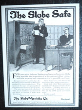 The Globe Safe , Globe - Wernicke Co. , Tresor , Alte Reklame , 1914 , (Z)