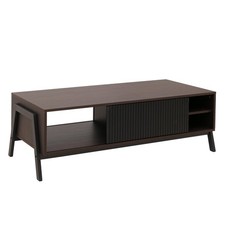B-Ware Couchtisch MCW-O40, Staufächer Schiebetür MDF 42x120x60cm, Walnuss-Optik