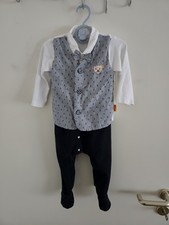 HOCHZEIT Weihnachten festlicher Jungenanzug Gr 74 grau weiß neu