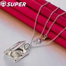 925 Silber PL. Anhänger zum öffnen Medaillon Amulett 2Foto Aufklappbar Medallion