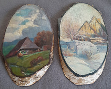 Set Bilder Öl auf Holz von