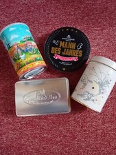 4 verschiedene dekorative leere Blechdosen