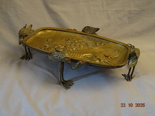 !!! BRONZE TAFELAUFSATZ  SCHAU - TABLETT  JAPAN  um 1870 LÖWE KRANICHE  40cm !!!