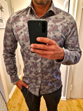 Hammer Herren Polo Ralph Lauren Hemd Paisley Muster grau Gr. M slim