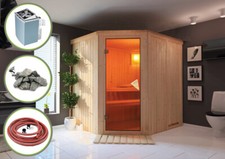 Karibu Sauna SIIRIN 196x170 cm inkl. 9 KW Ofen integr. Strg Espe Liegen AKTION 