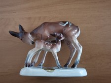 großes Reh mit Rehkitz Jagd Wild Porzellan Katzhütte DDR Deko sammeln neuwertig