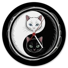 Katzen Yin und Yang Wanduhr