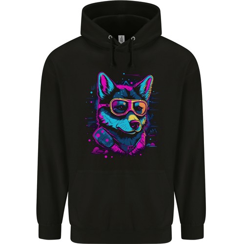 Retrowave husky herren hoodie - husky,