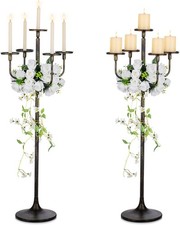 Sziqiqi Kerzenständer 5 Armig Schwarz: 2 Stück Kerzenleuchter Groß für