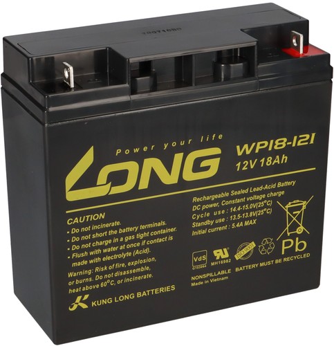 Agm batterie long 12v - agm, 18ah