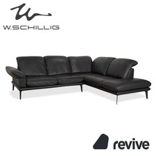 Willi Schillig Sherry Leder Ecksofa Dunkelgrau Anthrazit manuelle Funktion Sofa