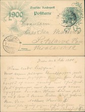 Ganzsache Deutsches Reich Sonne 1900  Ankunftstempel Schlawe Pommern