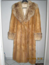 Damen-Pelzmantel Wiesel, hellbraun, Waschbär-Kragen und -Ärmel, Größe 38
