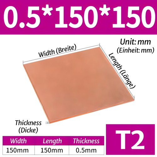 Kupferplatte 3mm 5mm - 0,3mm, 0,5mm